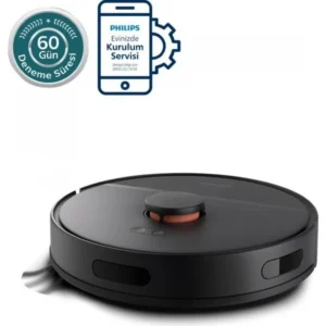 Philips 3000 Serisi Islak Kuru Moplu Siyah Robot Süpürge,4000 PA, Sert Zemin ve Halıya Uygun, Siyah